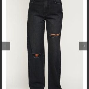 Signature8 Black Straight Leg Jeans with Modern Distressing
